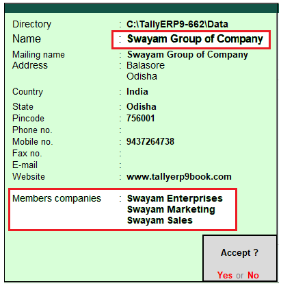 Group Company in TallyERP9